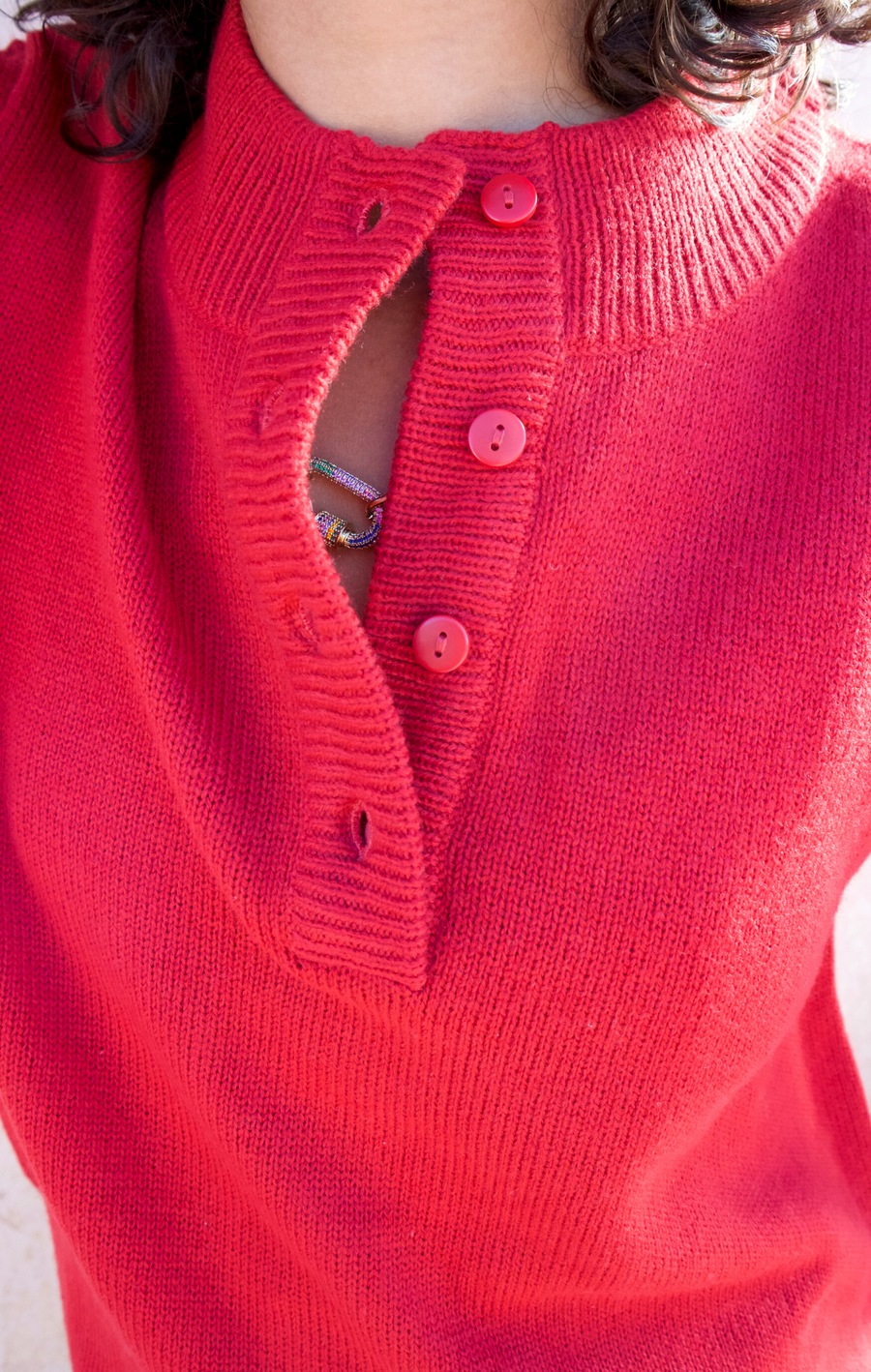 Sweat oversize rouge en laine
